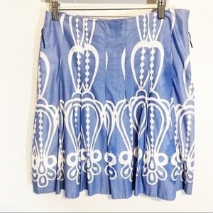 Anthropologie Fei blue white cotton lined skirt 6